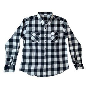 Xi Peng Men's Black White Gingham Shirt Sz XXL